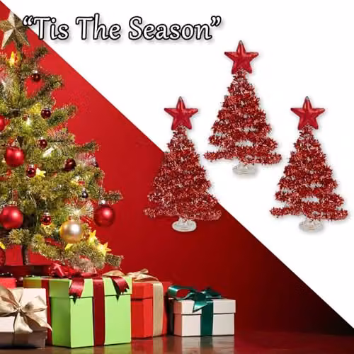 VFM e-Store Red Glass Christmas Tree Pendant Ornament, H: 29 cm, W: 15 cm – 5