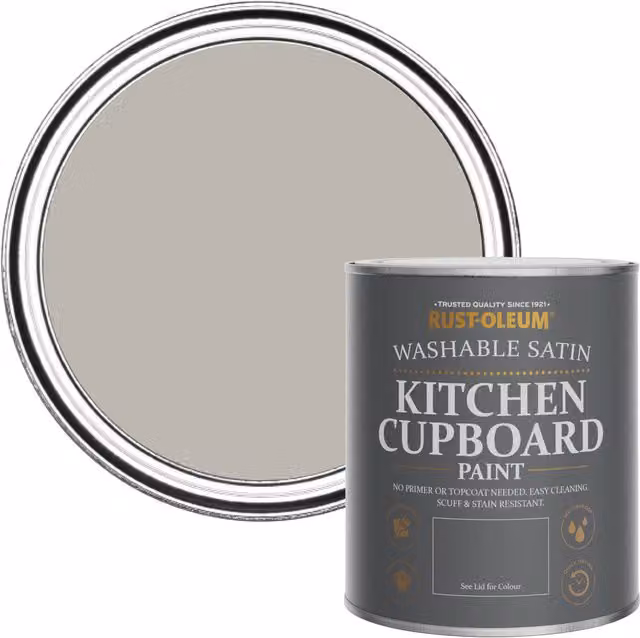 Rust-Oleum Grey Water-Based Kitchen Cupboard Paint with Satin Finish, 0.75 l – 1