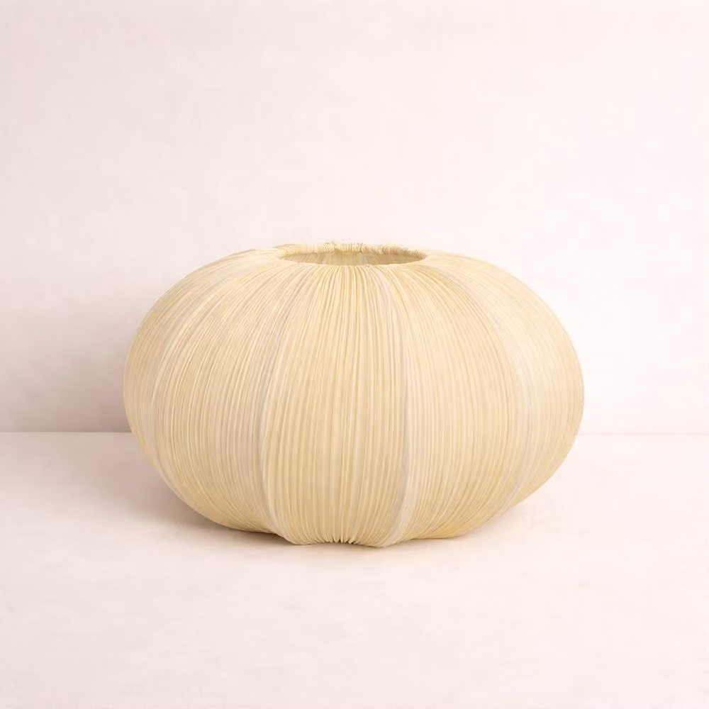 CGC Lighting Palmira Large Oval Stretch Ruffled Silk Fabric Lampshade in Beige, Width: 45 cm – 2