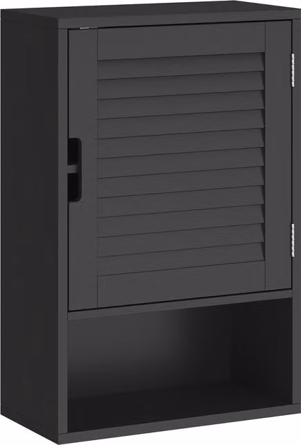 HOMCOM Black Wall Mounted Bathroom Cabinet with Soft Close Hinged Doors and Internal Shelves, W: 40 cm, D: 20 cm, H: 60 cm – 1