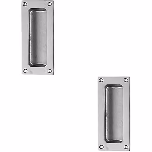 Loops 2 Pack Recessed Sliding Door Flush Pull in Polished Chrome, W: 10.2 cm, H: 10.2 cm, D: 1.05 cm