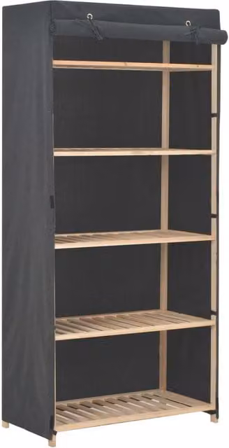 Berkfield Home Grey Fabric Wardrobe with Roll Shutter Doors, W/D/H: 79 x 40 x 170 cm – 1