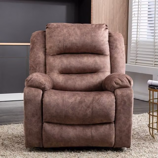 Home Touch Interior Electric Power Lift Recliner Chair with Massage and Heat in Brown Microfibre