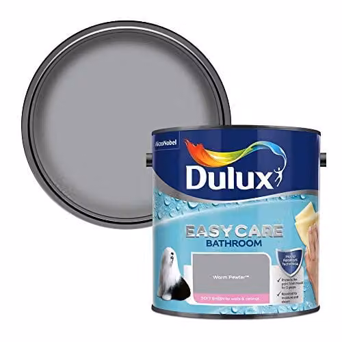 Dulux Easycare Mould Resistant Satin Gloss Dispersion Paint in Grey, 2.5 l