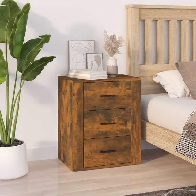 Berkfield Home Smoked Oak Bedside Cabinet in Brown, W/D/H: 50 x 36 x 60 cm – 1