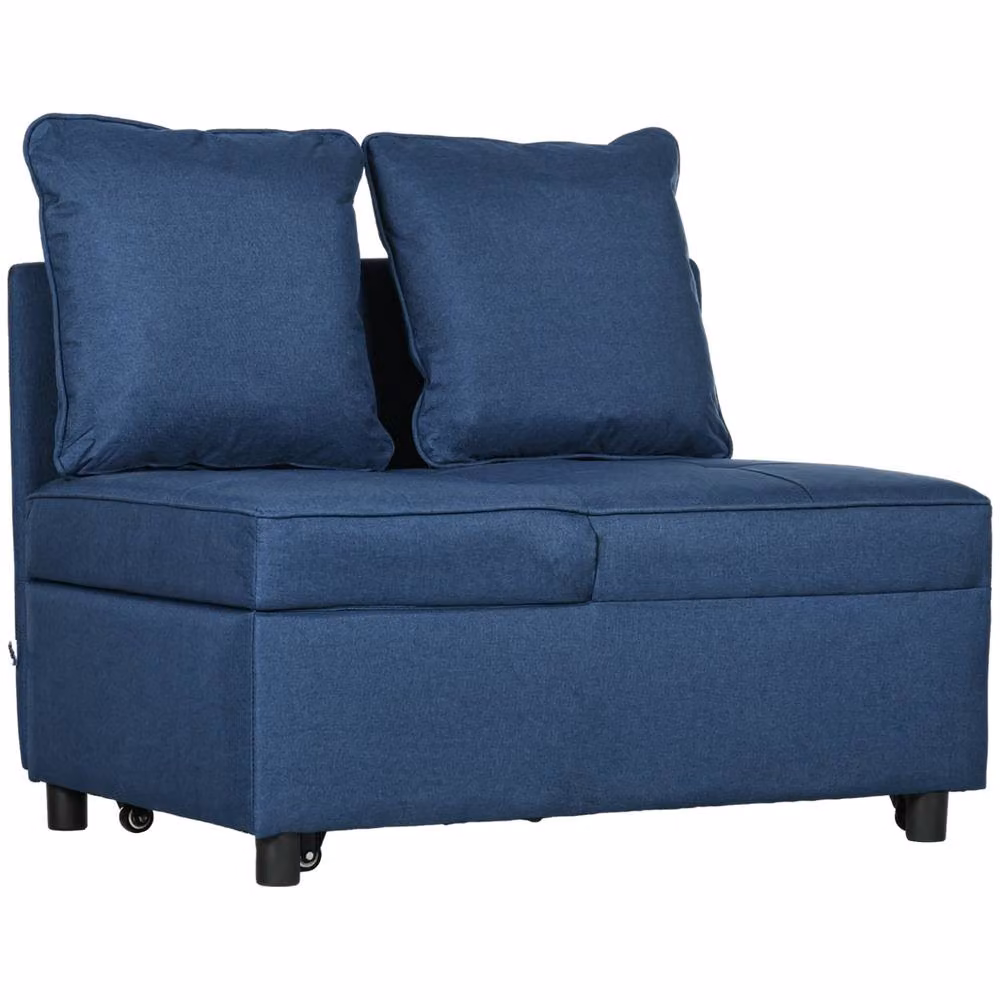 STILVORA 3-in-1 Blue Fabric Click-Clack Sofa Bed with Solid Wood Frame – 5
