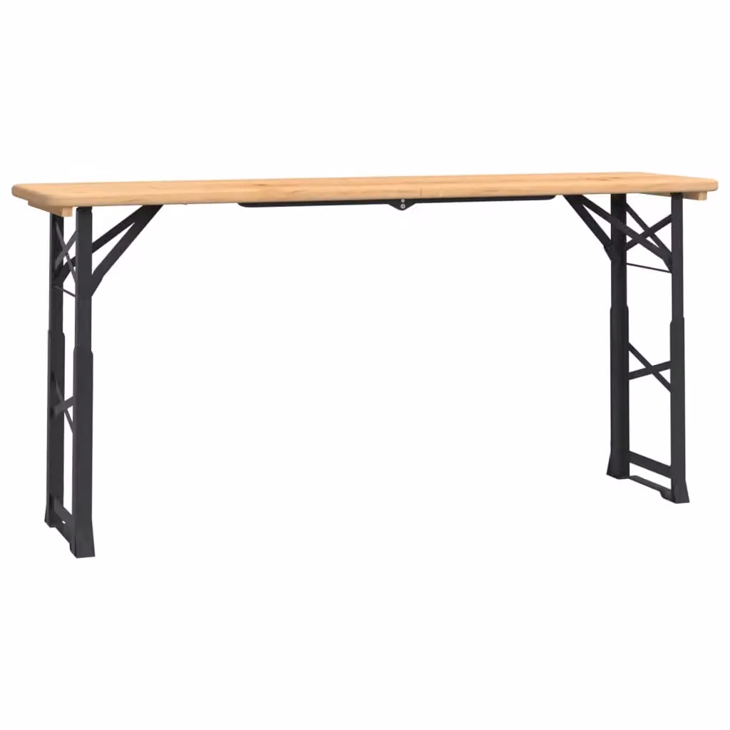 Berkfield Home Folding Beer Table in Brown Solid Wood Fir, W: 170 cm, D: 50 cm, H: 75/105 cm – 2