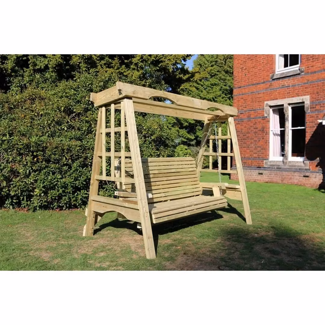Churnet Valley Garden Furniture Ltd Cottage Swinging Seat Hammock for 3 Adults in Brown – 2