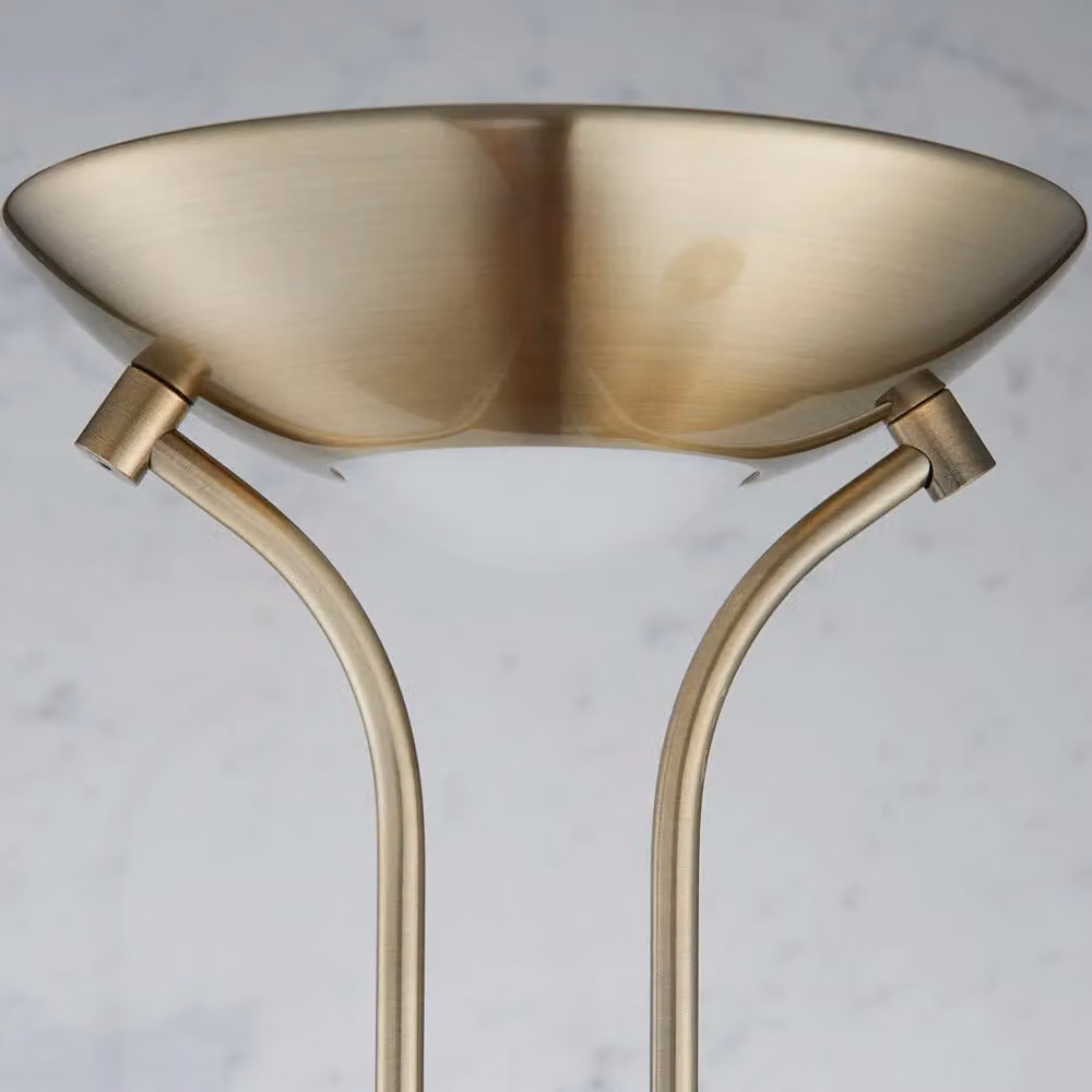 Loops Mother and Child Twin Light Dimmable Floor Lamp in Antique Brass with Flexible Reading Lights, Height: 180 cm – 2