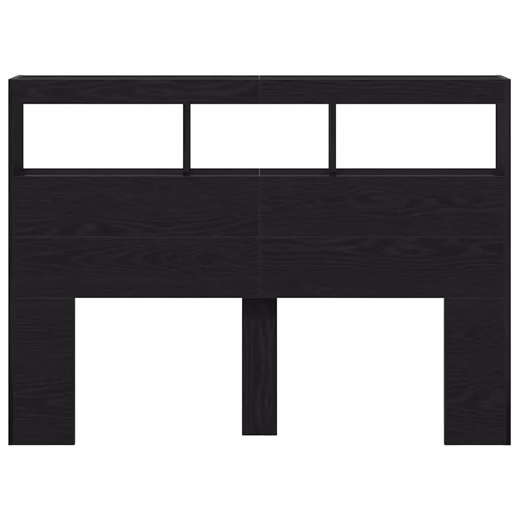 Berkfield Home LED Headboard Cabinet in Black Oak, W/D/H: 140 x 17 x 102 cm – 4