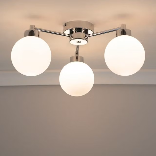 Jonah 3 Way Flush Ceiling Light Fitting with LED Bulbs in Silver