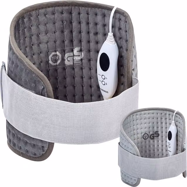 AREBOS Electric Heating Belt for Back and Abdomen in Anthracite Grey with Rapid Heat Up and Auto Shut Off
