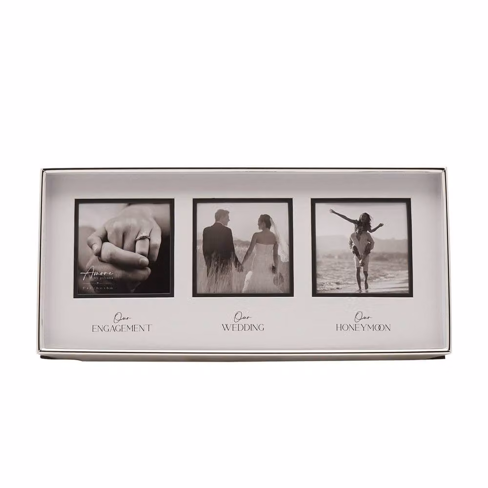 Amore by Juliana Triple Metallic Silver Metal Photo Frame for Wedding and Anniversary Gifts – 2