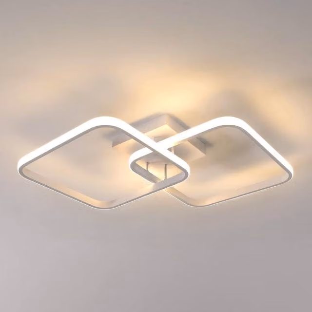 Goeco Square LED Ceiling Light in White, 42 W, 3000 K Warm White