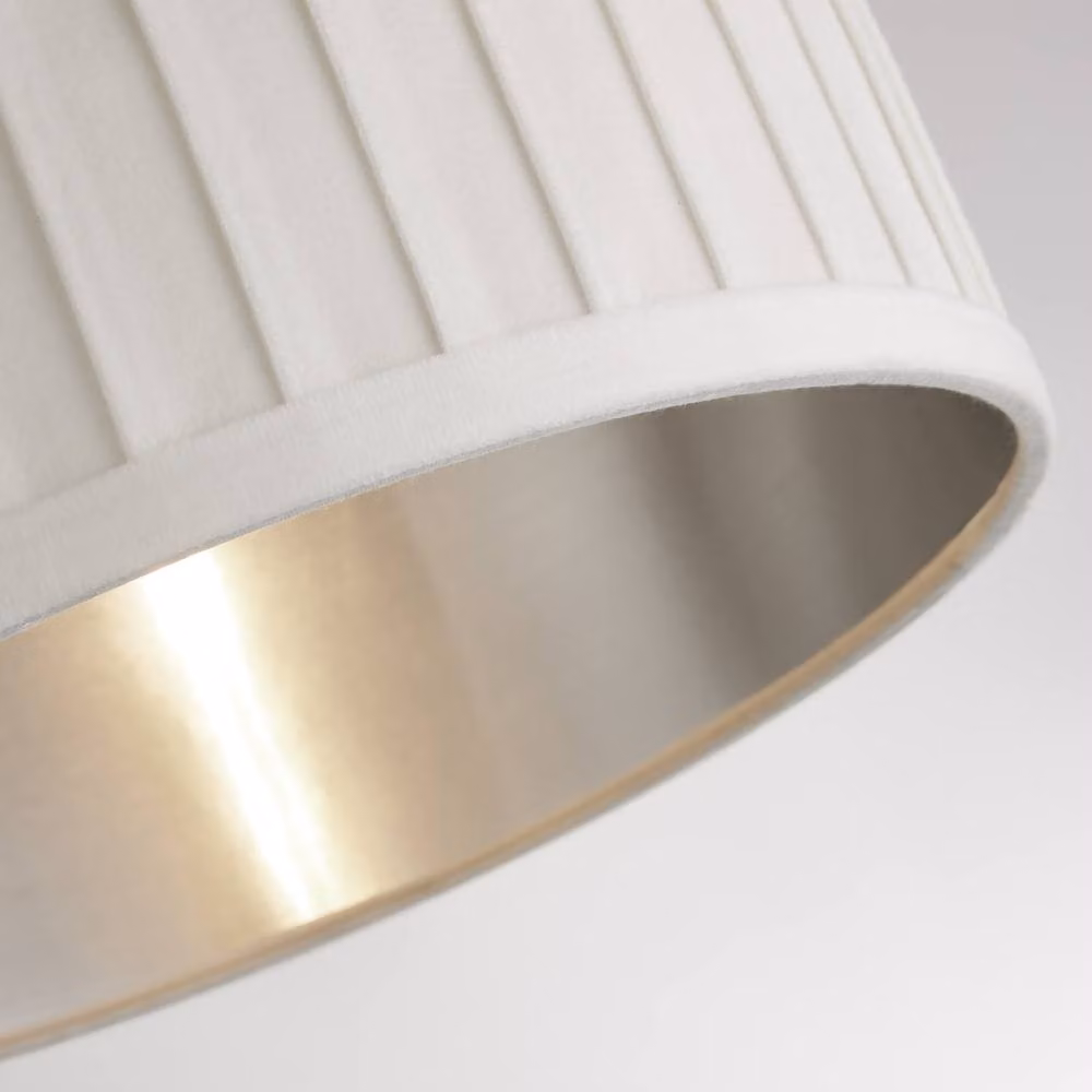 Lighting Collection Pleated Velvet Ivory Cylinder Lamp Shade with Metallic Silver Inner, Diameter: 40 cm – 2