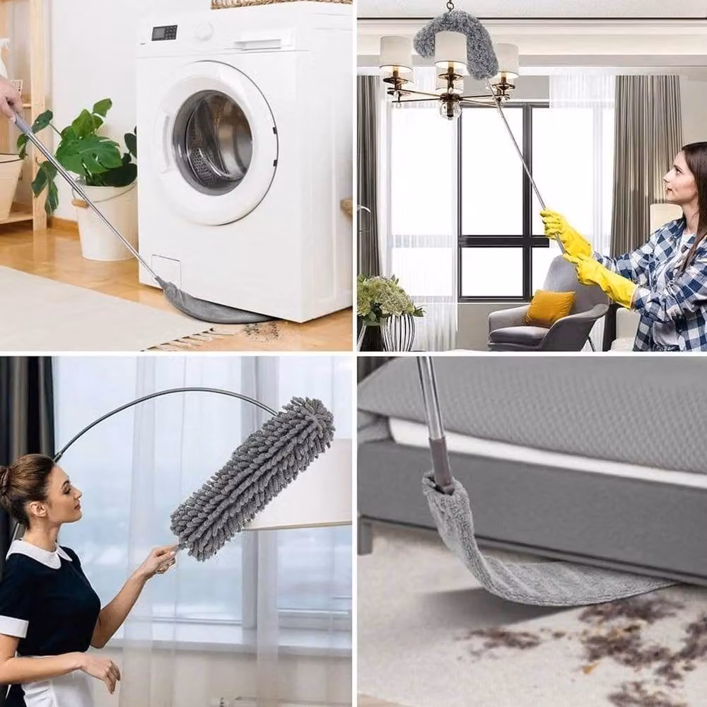 FLAVORA Grey Microfibre Duster with 250cm Extendable Telescopic Handle – 6