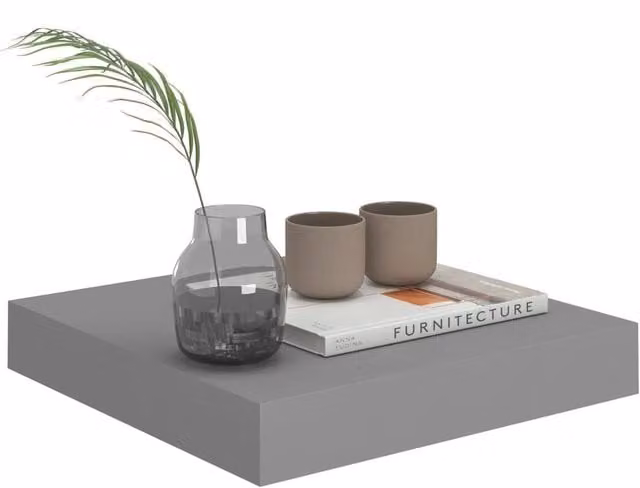 Berkfield Home Durable Floating Wall Shelves, 2 Pack, Grey, W/D/H: 23 x 23.5 x 3.8 cm – 1