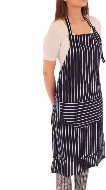 Oypla Adult Cotton Butcher Stripe Chefs Apron with Pockets in Blue and White