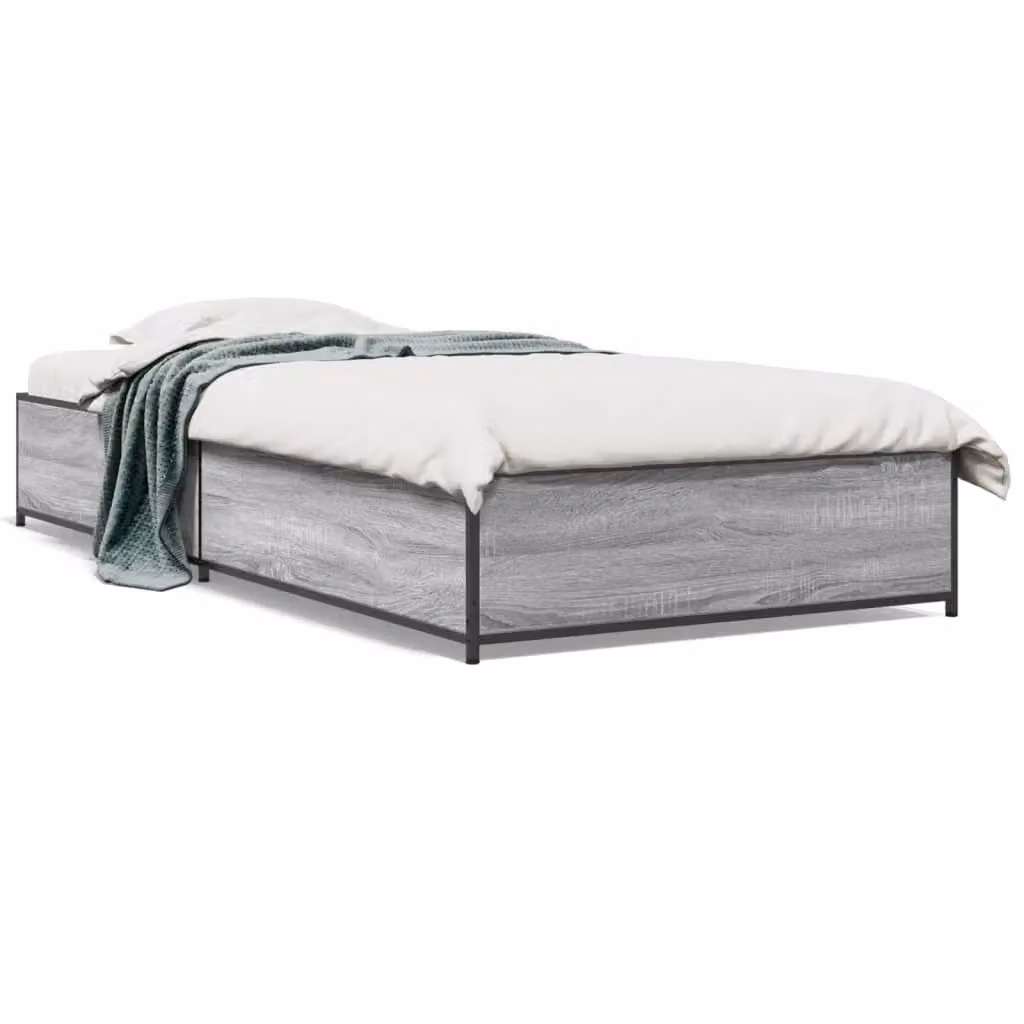 Berkfield Home Sonoma Small Single Bed Frame in Grey, W: 75 cm, L: 190 cm – 2