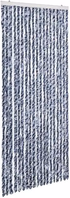 Berkfield Home Striped Chenille Insect Curtain in Blue, White and Silver, W: 56 cm, H: 185 cm