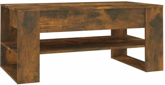 Berkfield Home Smoked Oak Coffee Table in Brown, W/D/H: 102 x 55 x 45 cm – 1