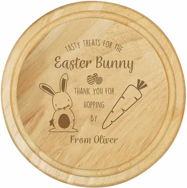 Personalised Memento Company Personalised Easter Bunny Treat Board in Light Brown