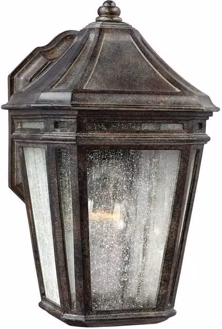 Loops Outdoor IP44 Wall Lantern in Brown with Glass and Metal, E27 75W LED Compatible