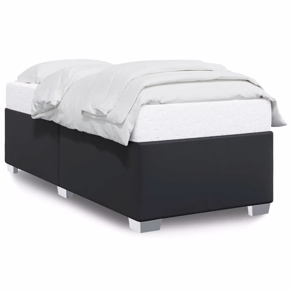 Berkfield Home Elegant Upholstered Single Bed Frame in Black Faux Leather W/D/H: 90 x 190 cm – 3