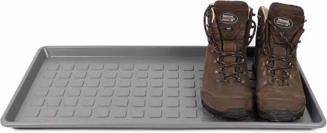 FLAVORA Plastic Multipurpose Boot and Shoe Drip Tray with Raised Edges, Grey