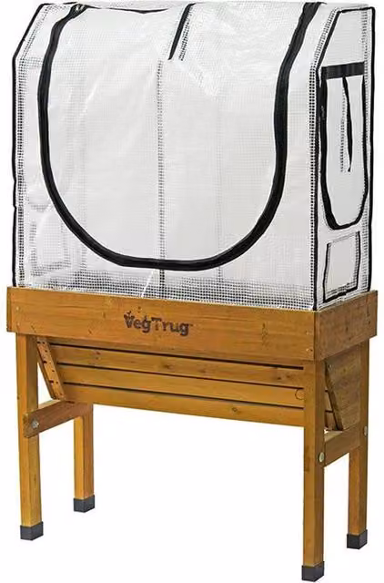 VegTrug Wallhugger Small Wall-Mounted Frames and Covers in Brown – 1