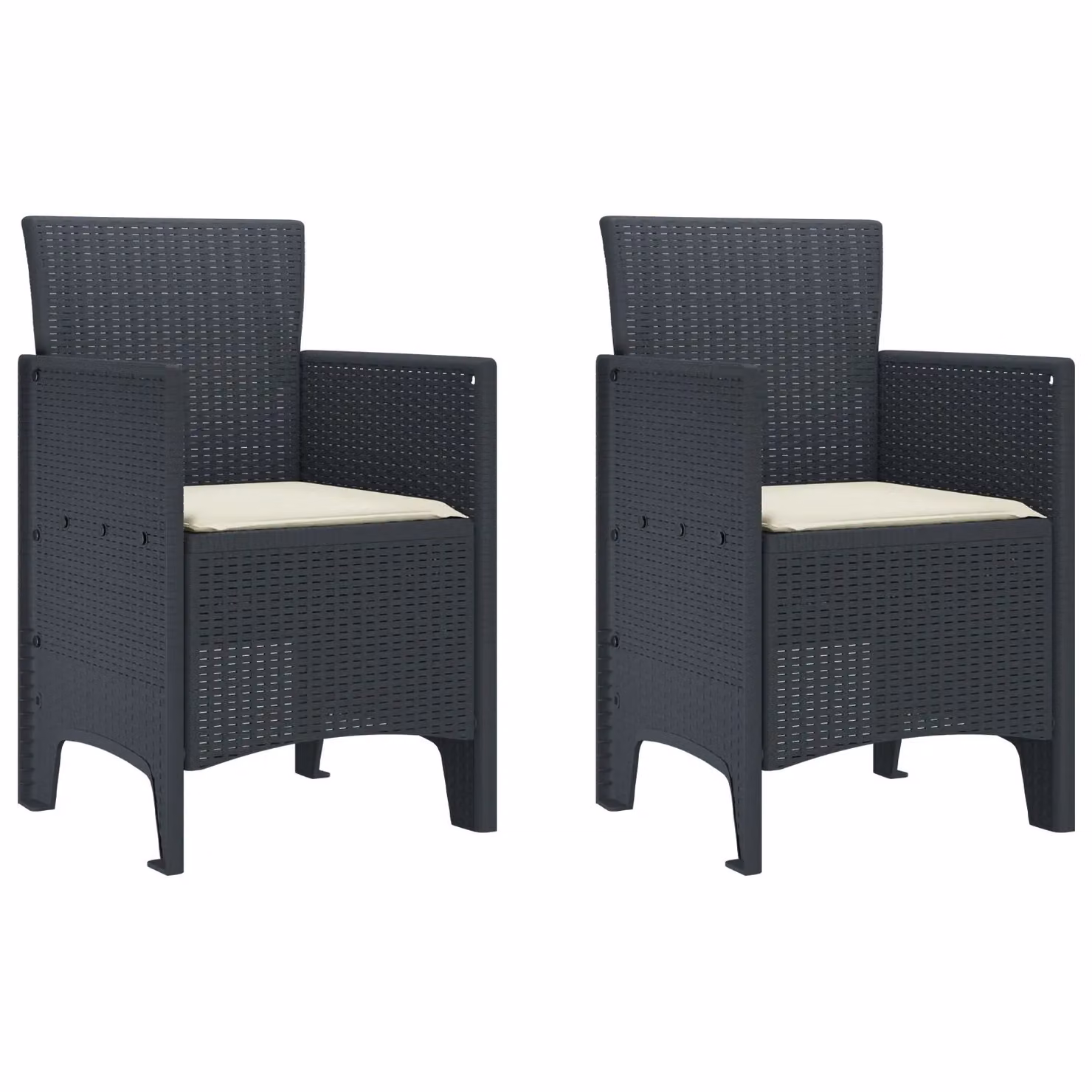 Berkfield Home Modern Geometric Garden Chair Set of 2 in Anthracite and White Plastic Rattan – 2