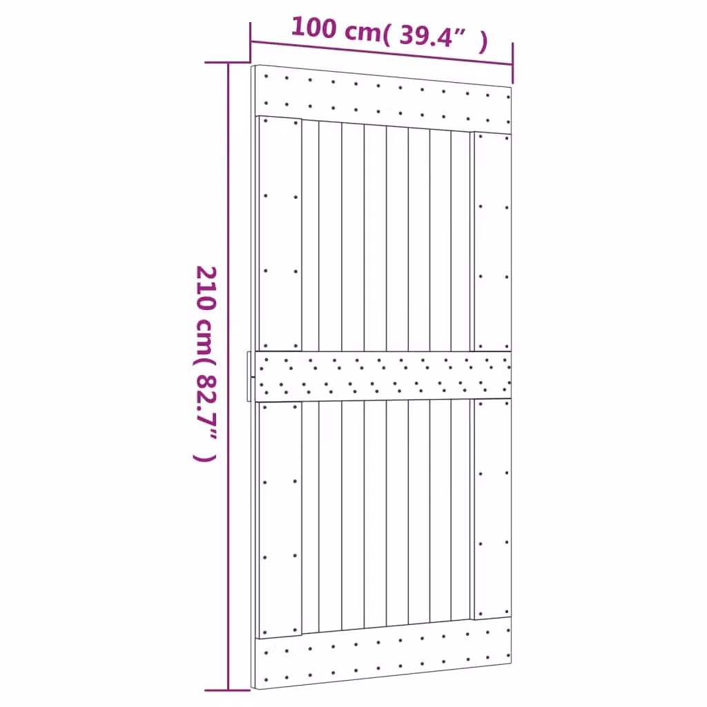 Berkfield Home Modern Sliding Door with Hardware Set in Brown Solid Wood, W: 100 cm, H: 210 cm – 2