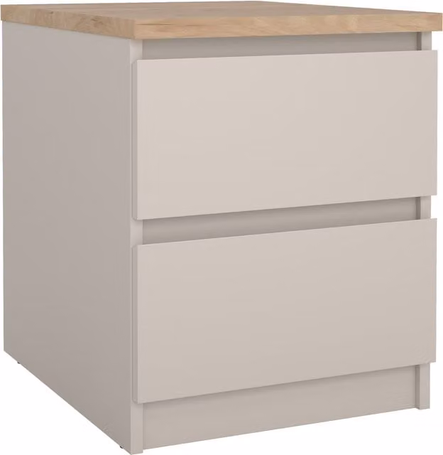 Furniture To Go Naia Scandinavian 2 Drawer Bedside Cabinet in Beige – 1