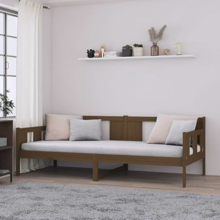 Berkfield Home Rustic Solid Wood Pine Day Bed, Brown, W/D/H: 90 x 190 cm