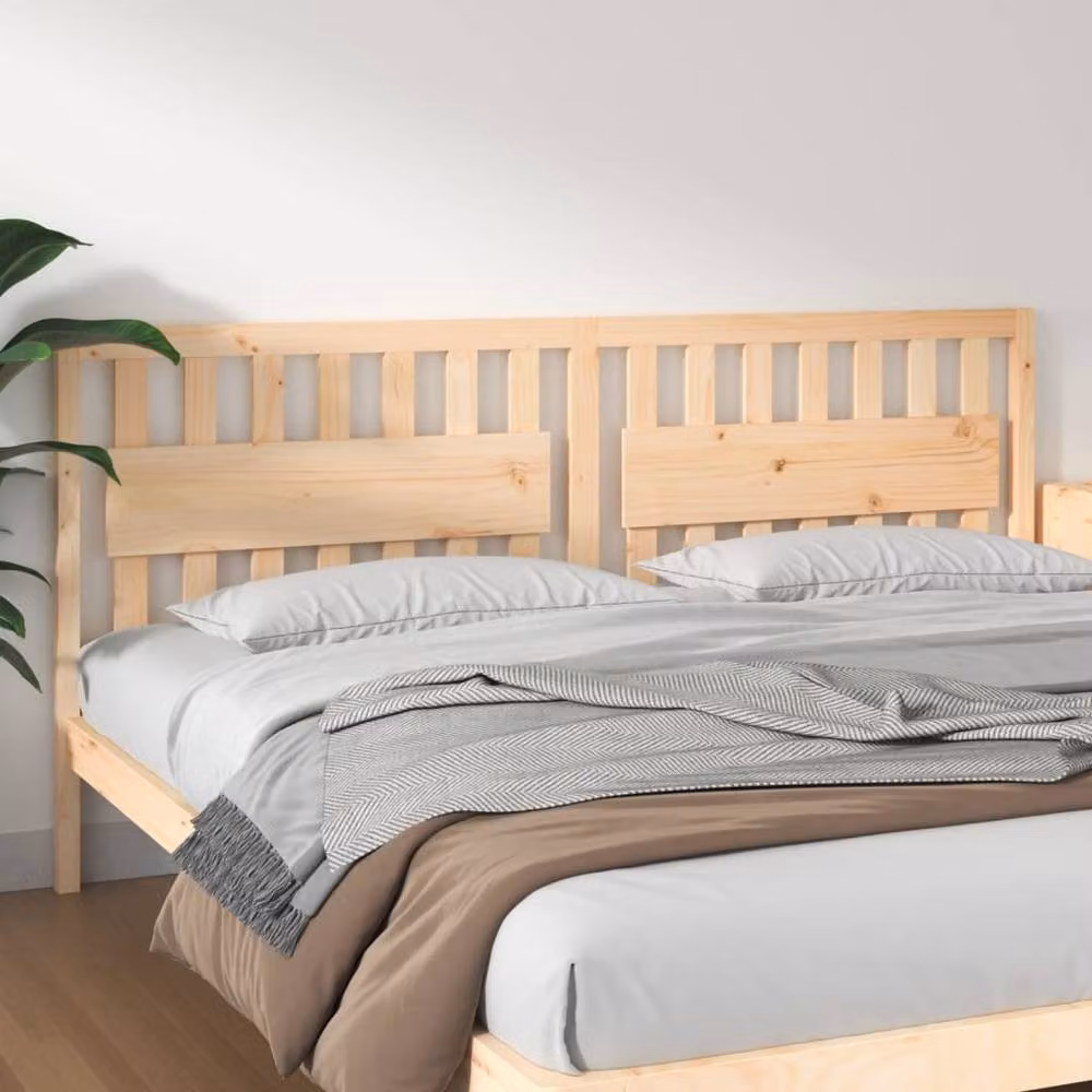 Berkfield Home Rustic Solid Wood Pine Bed Headboard in Beige, W/D/H: 205.5 x 4 x 100 cm – 2