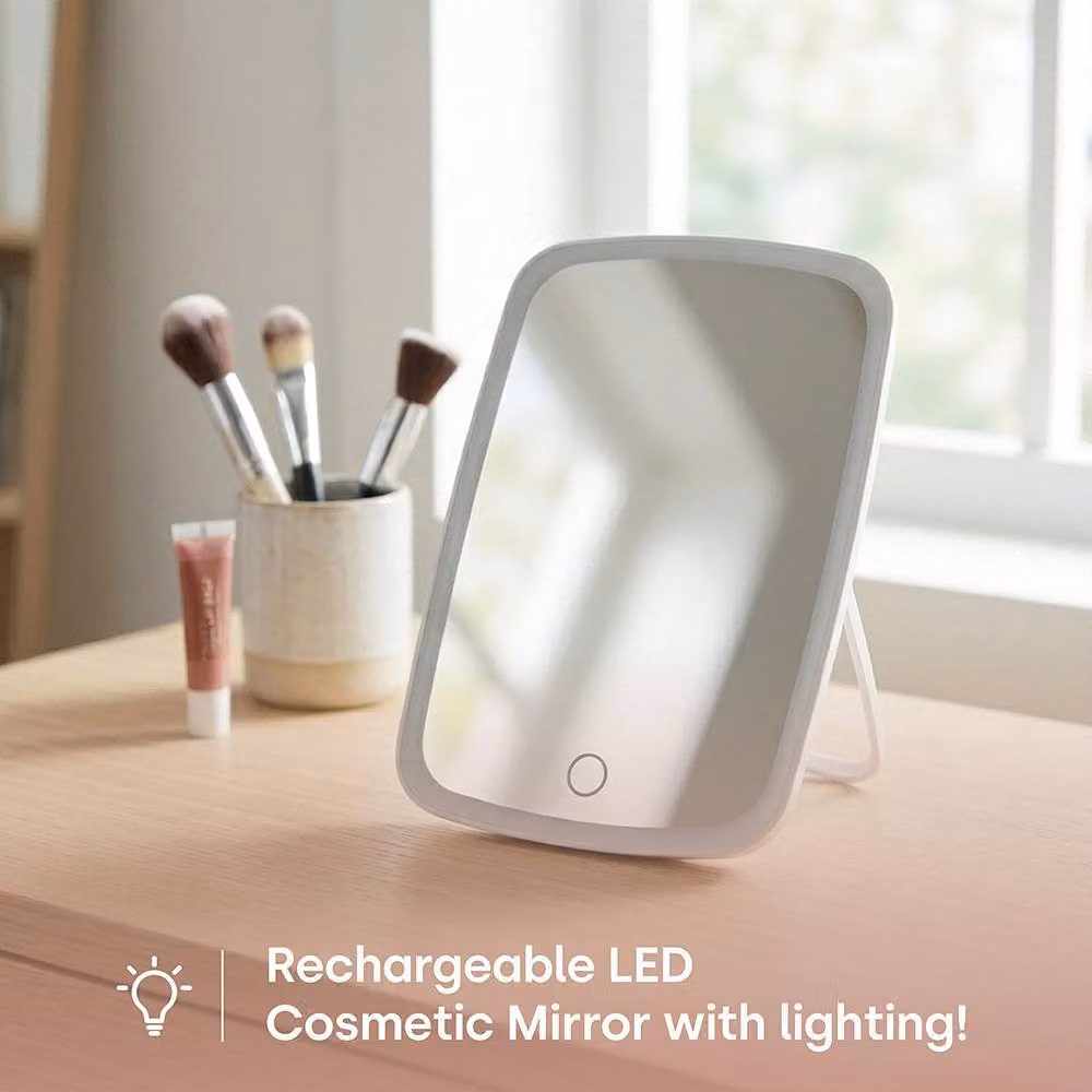 LIVIVO Rechargeable LED Makeup Mirror with 3 Light Modes in White – 2