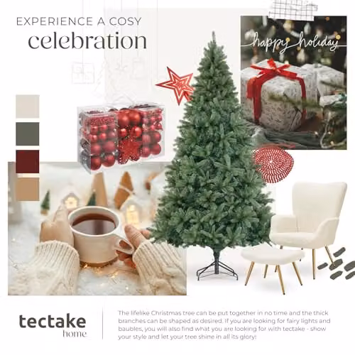 tectake Prancer Artificial Christmas Tree in Green with Metal Stand, Height: 230 cm – 7