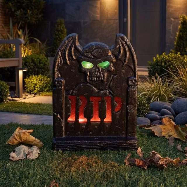 Garden Greatness InLit Spooky LED Halloween Gravestone in Black and Multicolour