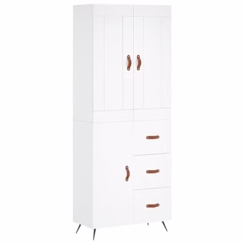 vidaXL White Industrial Highboard with Hinged Doors and Internal Shelves, W/D/H: 69.5 x 34 x 180 cm – 1