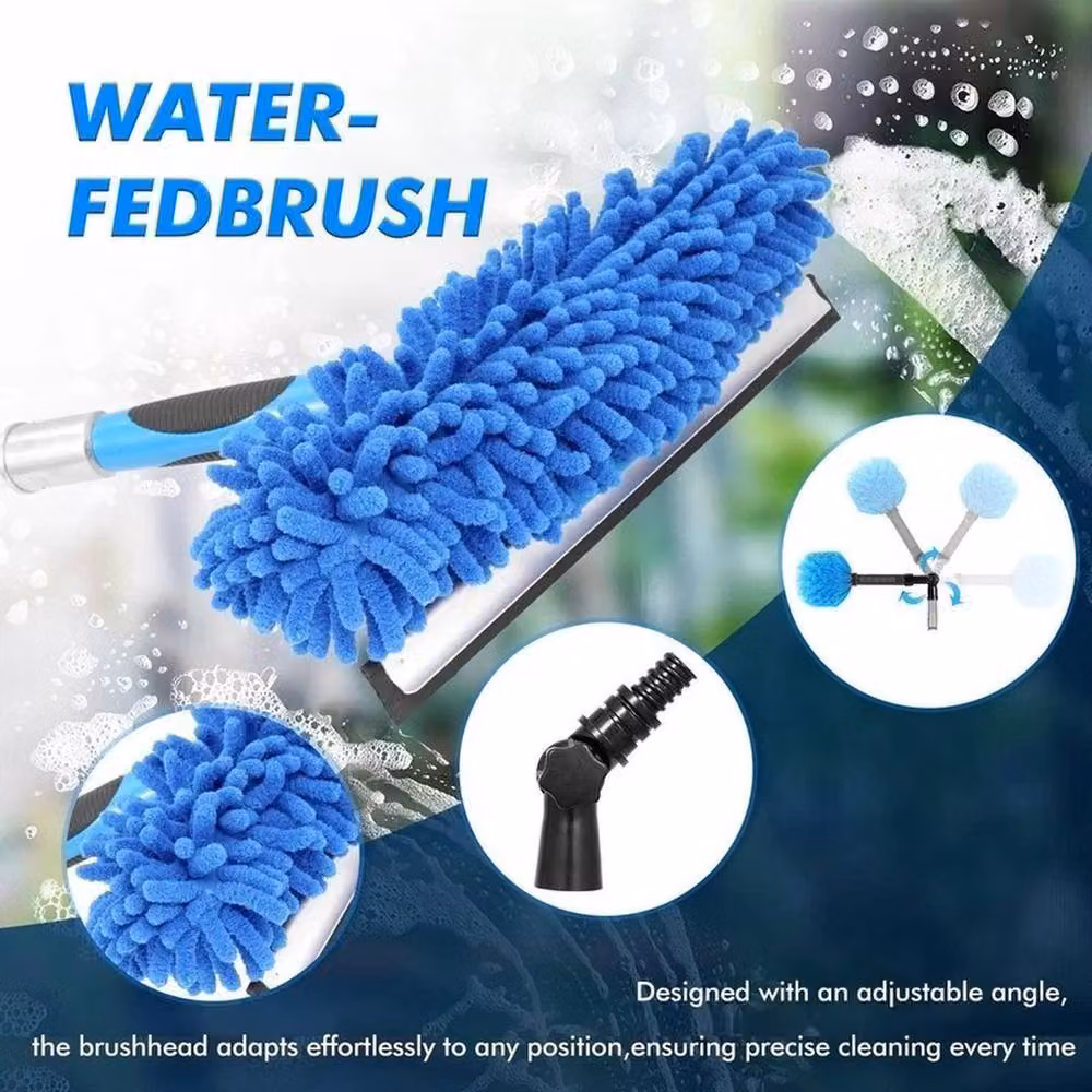 Kelvenix 6m Blue Telescopic Window Cleaning Squeegee Kit with Aluminium Handle and Microfibre Head – 4