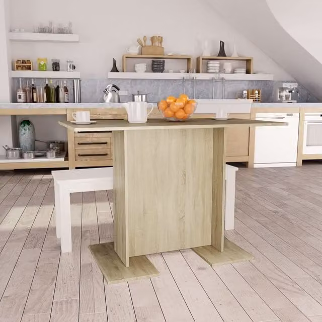 Berkfield Home Sonoma Oak Dining Table in Brown, W/D/H: 110 x 60 x 75 cm – 1