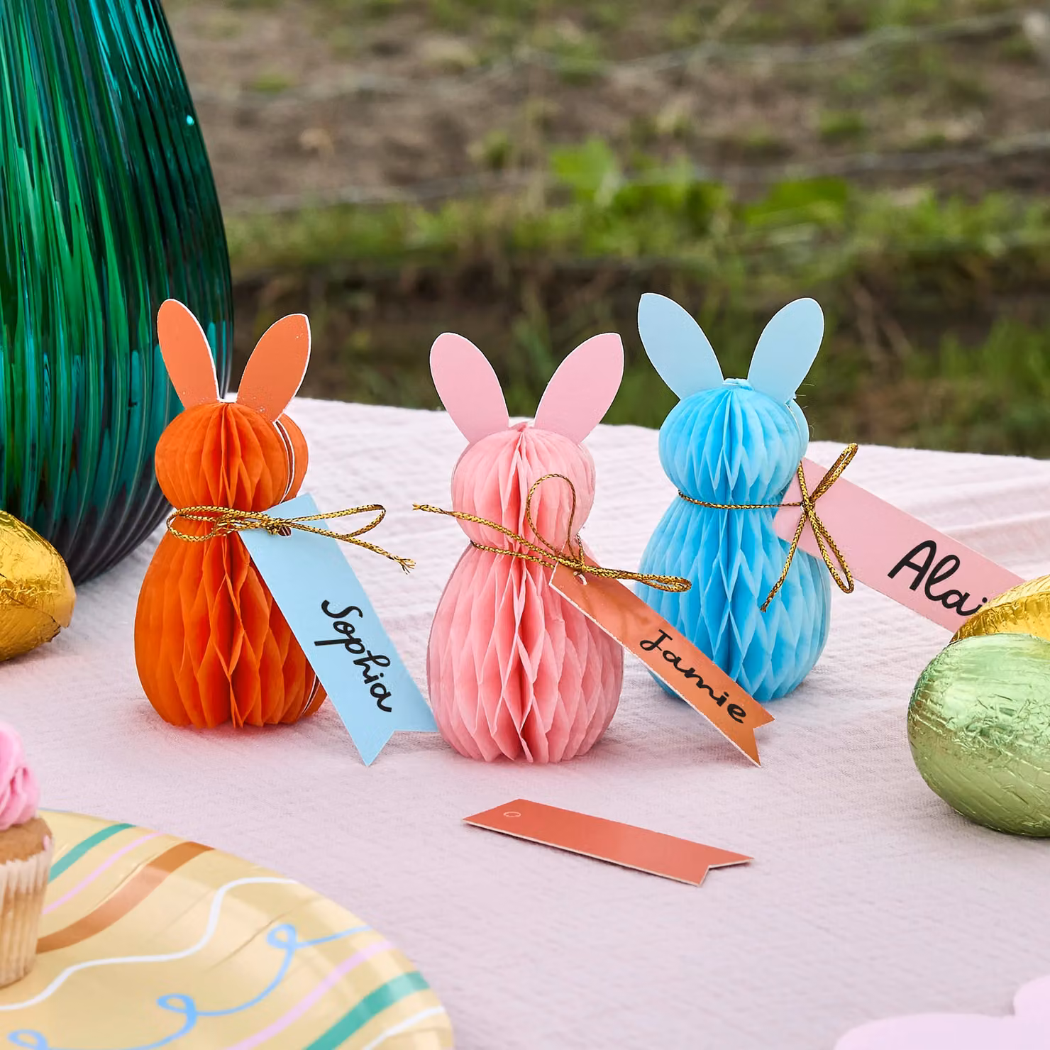Club Green Bunny Honeycomb Decoration Place Cards, Pack of 6, Multicolour – 2
