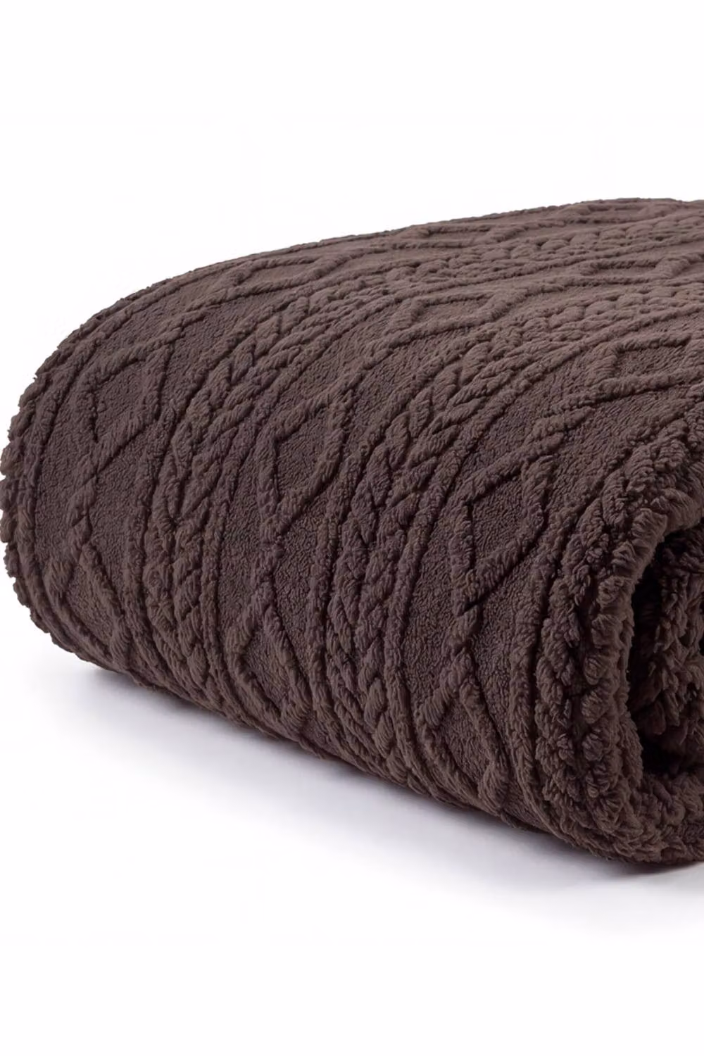 Deyongs Helsingborg Teddy Supersoft Jacquard Throw in Brown, W: 130 cm, L: 180 cm – 2
