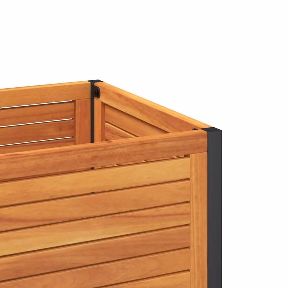 Berkfield Home Garden Planter with Shelf in Brown Acacia Wood and Steel, W/D/H: 45 x 45 x 80 cm – 5