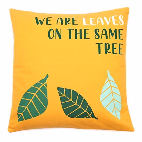 KDMD Set of 3 Printed Cotton Square Cushion Covers in Yellow and Blue, W/D/H: 45 x 45 x 45 cm – 1