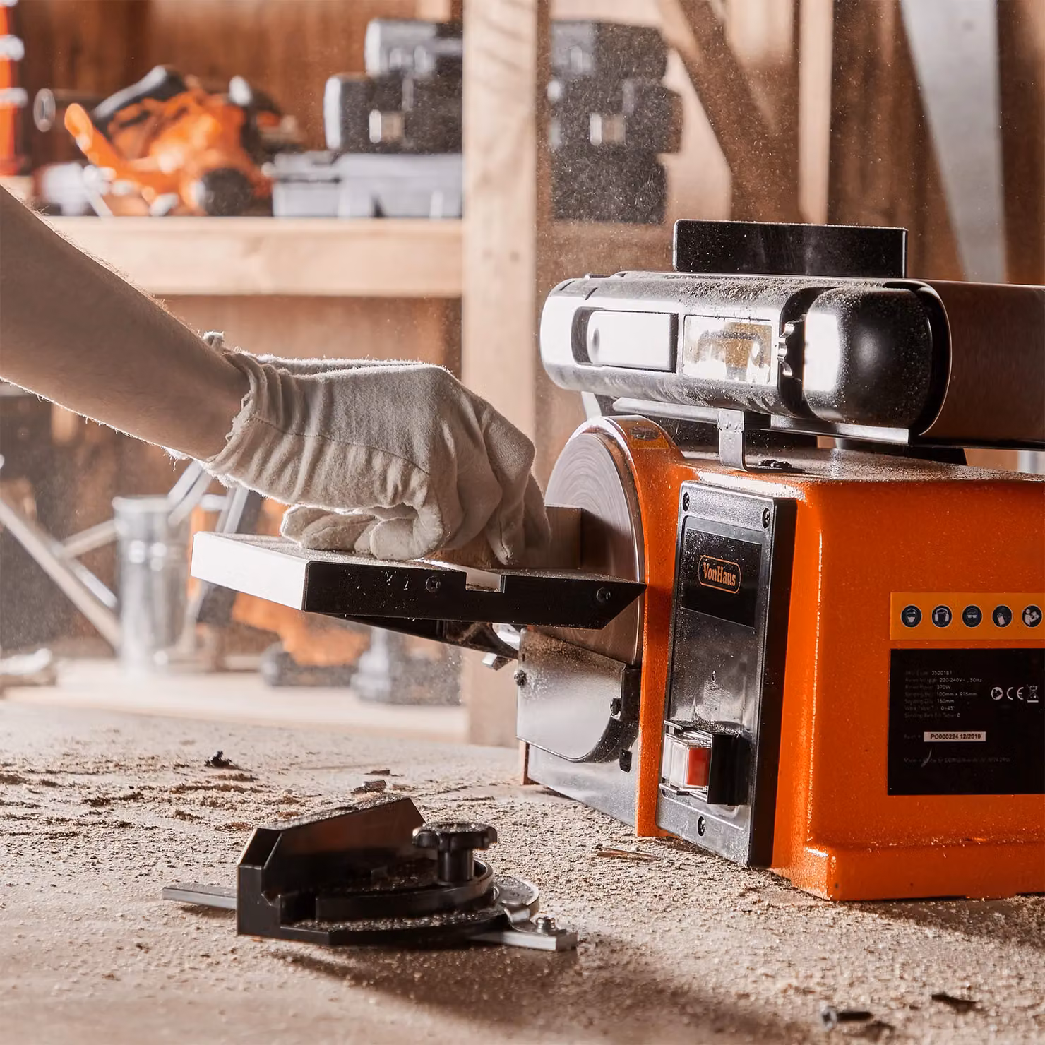 VonHaus Benchtop Belt and Disc Sander in Orange – 5