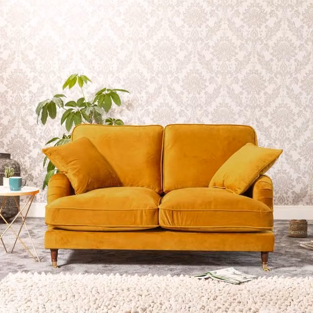 Artemis Home Mackenzie 2 Seat Velvet Sofa in Yellow