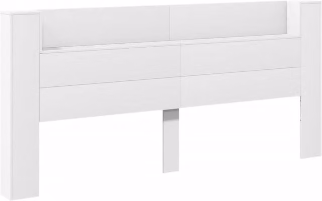 Berkfield Home Headboard Cabinet with LED in White, W: 220 cm, D: 16.5 cm, H: 103.5 cm