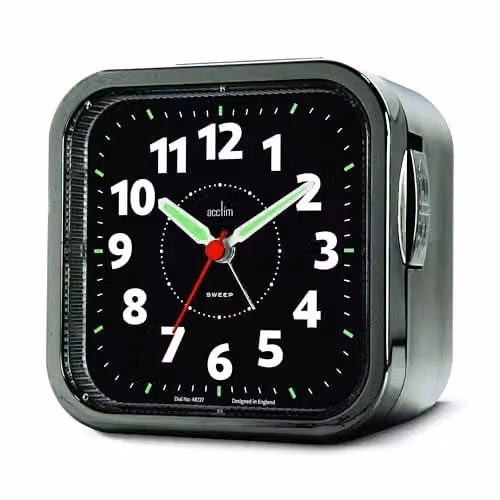 Acctim Otis Non-Ticking Sweep Bell Alarm Clock in Titanium Grey – 1