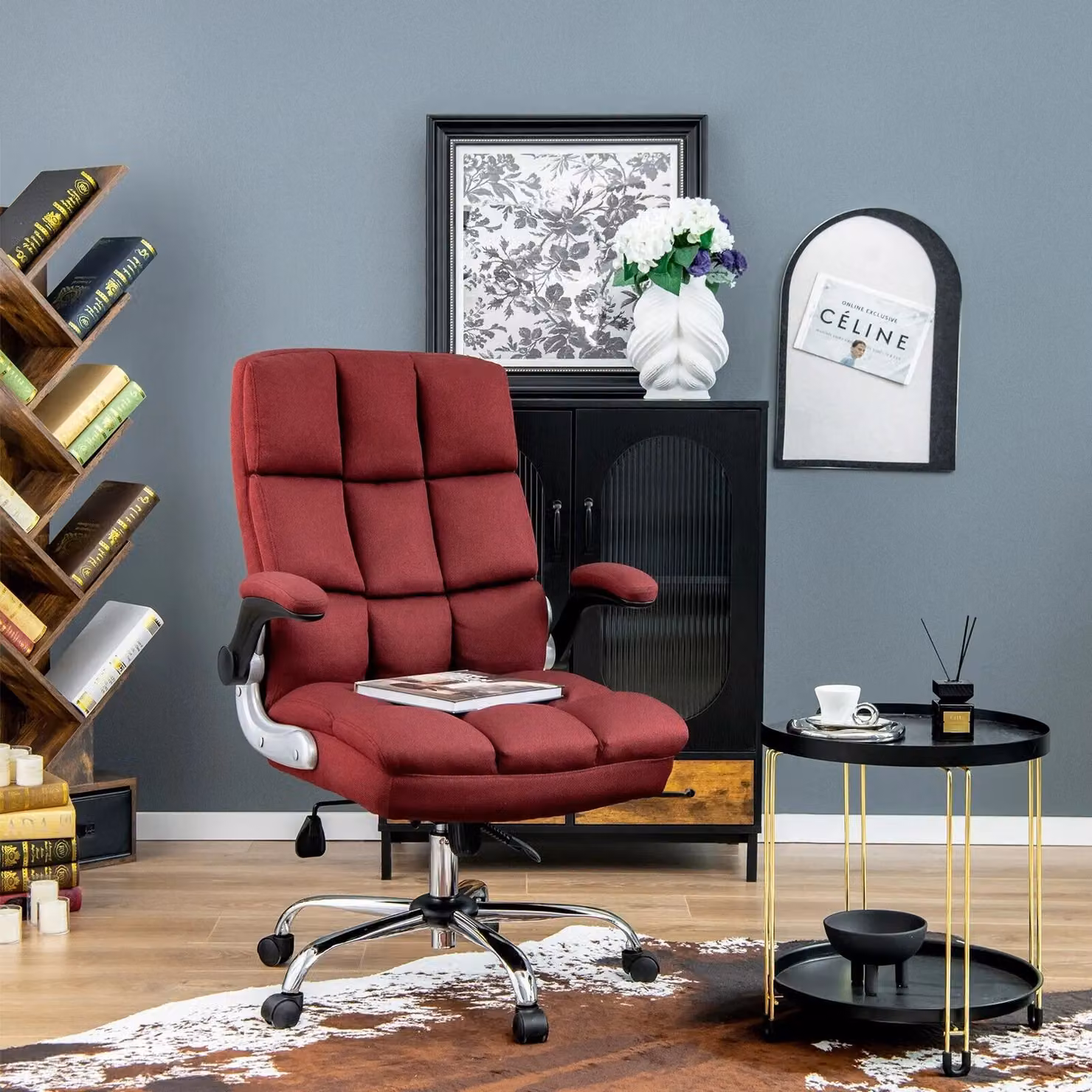 Costway Executive Office Chair in Red with Ergonomic High Back, Swivel Function, Armrests and Castors – 5
